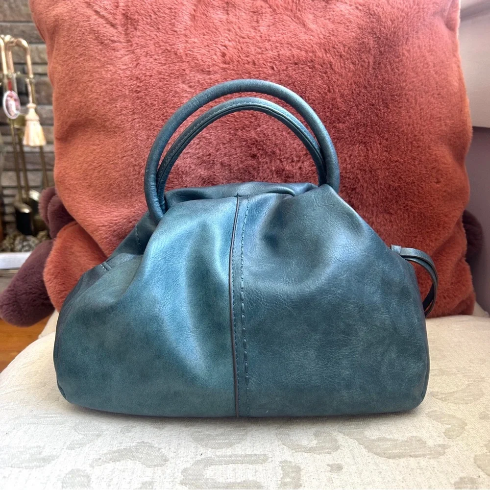 Teal Vegan Leather Mini Satchel/Crossbody